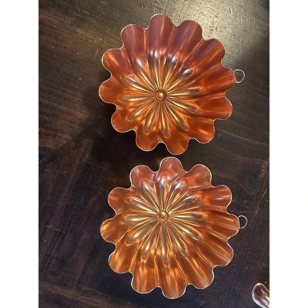 Vintage Metal  Molds Pan Wall Hangings Decor Copper‎ Color, Set of 4